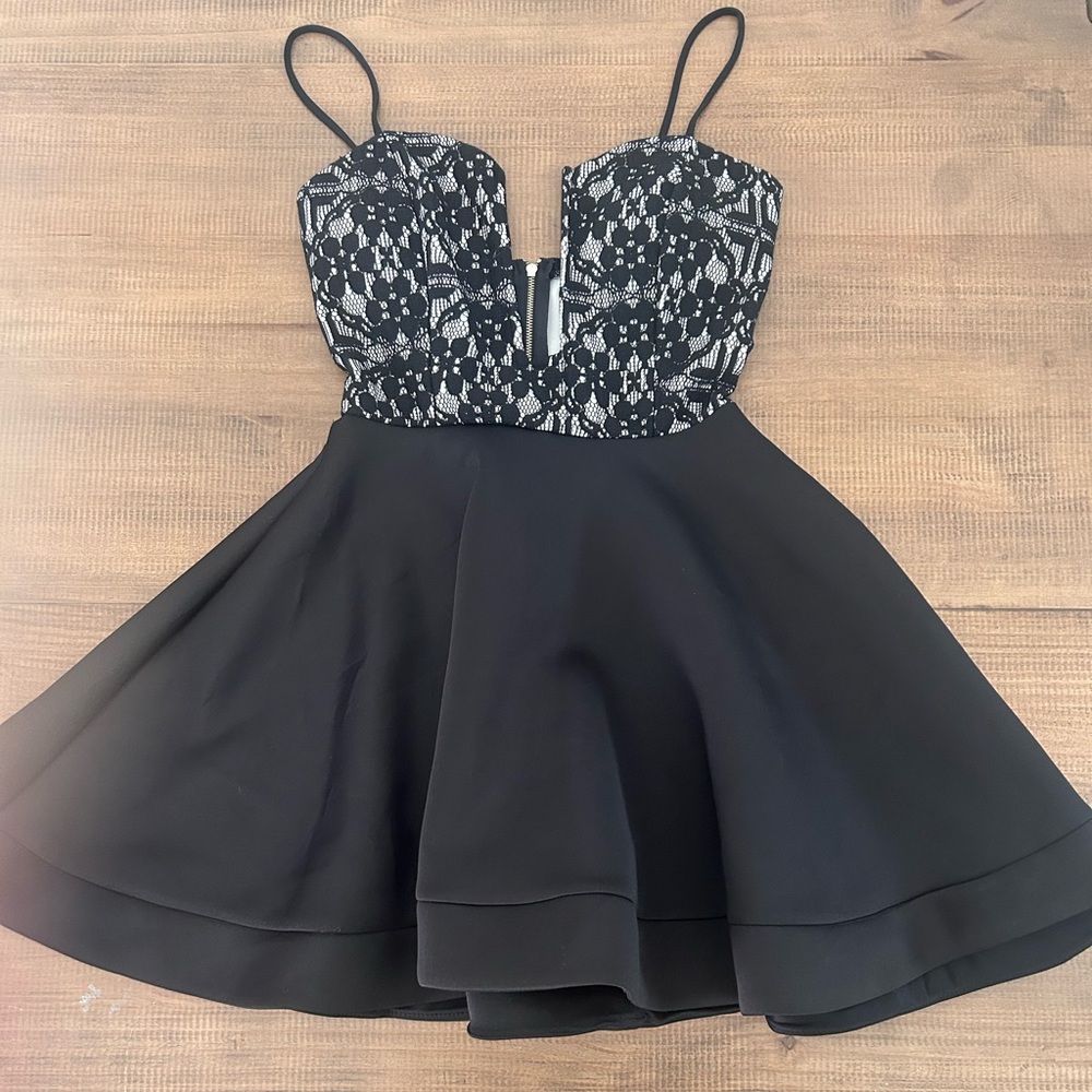 Black Lace Bustier skater Dress